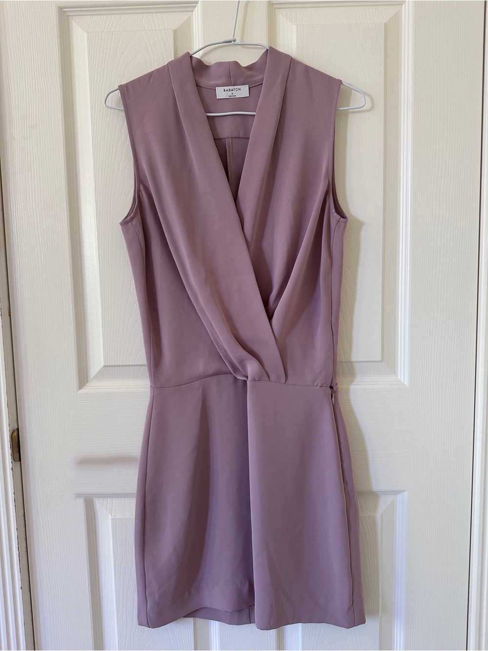 Babaton Mauve Sleeveless Faux-Wrap Dress